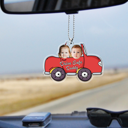 Acrylic Keychain/Decoration Personalized 2 Photos, Name And Text Driving Pattern Pendant For Dad