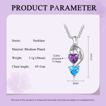2 Names-Personalized Birthstone Necklace Names Necklace Special Gift For Women