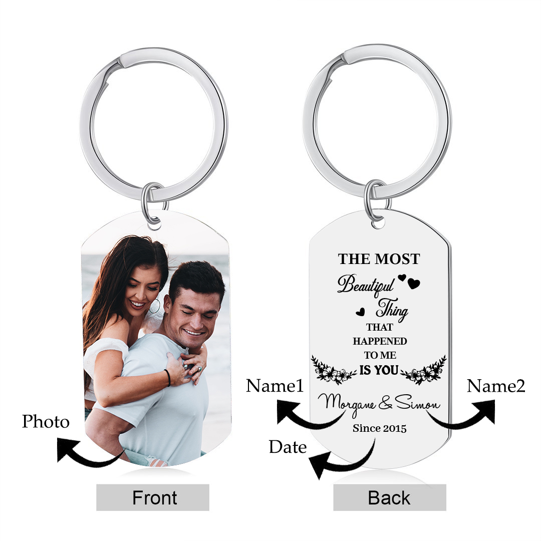 Personalized Photo Couple Keychain Gift Custom Name And Date Special Keychain Gift For Him/Her