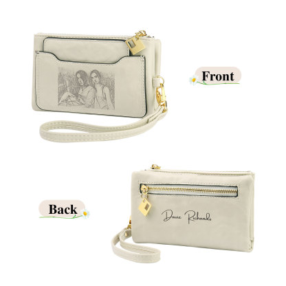 Personalized Photo & Text PU Leather Wallet Coin Purse Three Colors Available Gift for Her