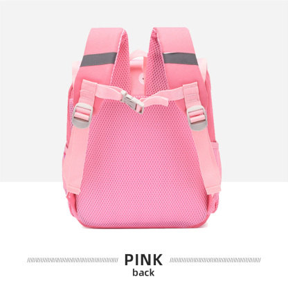 Personalized Pink Bunny Children School Bag Embroidery Name Black Backpack, Customized Schoolbag Travel Bag For Kids