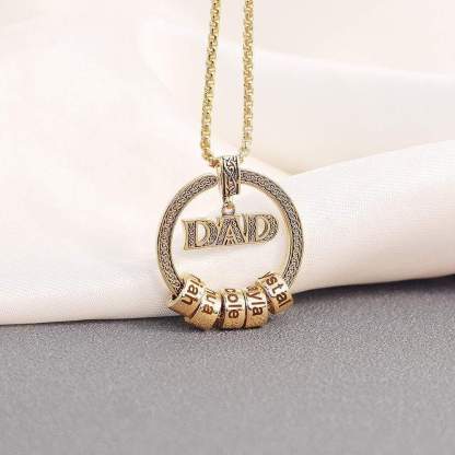 Dad Necklace Personalized Circle Men Necklace with Birthstones Engraved 5 Names Gifts For Father