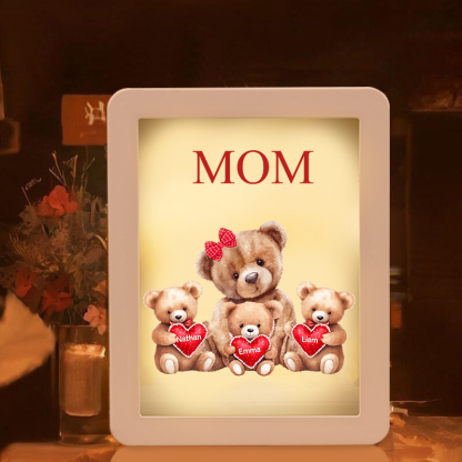 3 Names - Personalized Mom Home Bear Style Custom Text LED Night Light Gift for Mom
