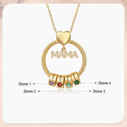 4 Names-Personalized Mom Necklace Set With  Premium Custom Necklace With 4 Birthstones Engraved Names Gift For Mom