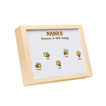 5 Names-Personalized Family Color Or Black And White Frame Custom 5 Names And Text LED Night Light