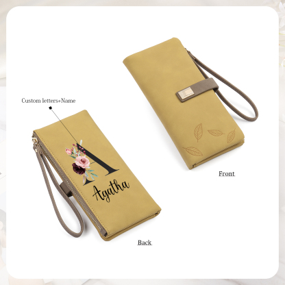 Personalized Exquisite Women'S Wallet Customized Letter And Name Zipper Wallet For Grandma