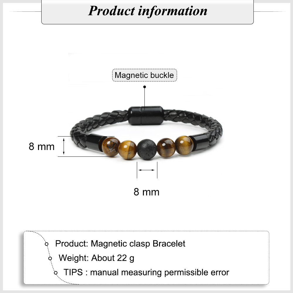 Tiger Eye Black Onyx Beaded Bracelet Men