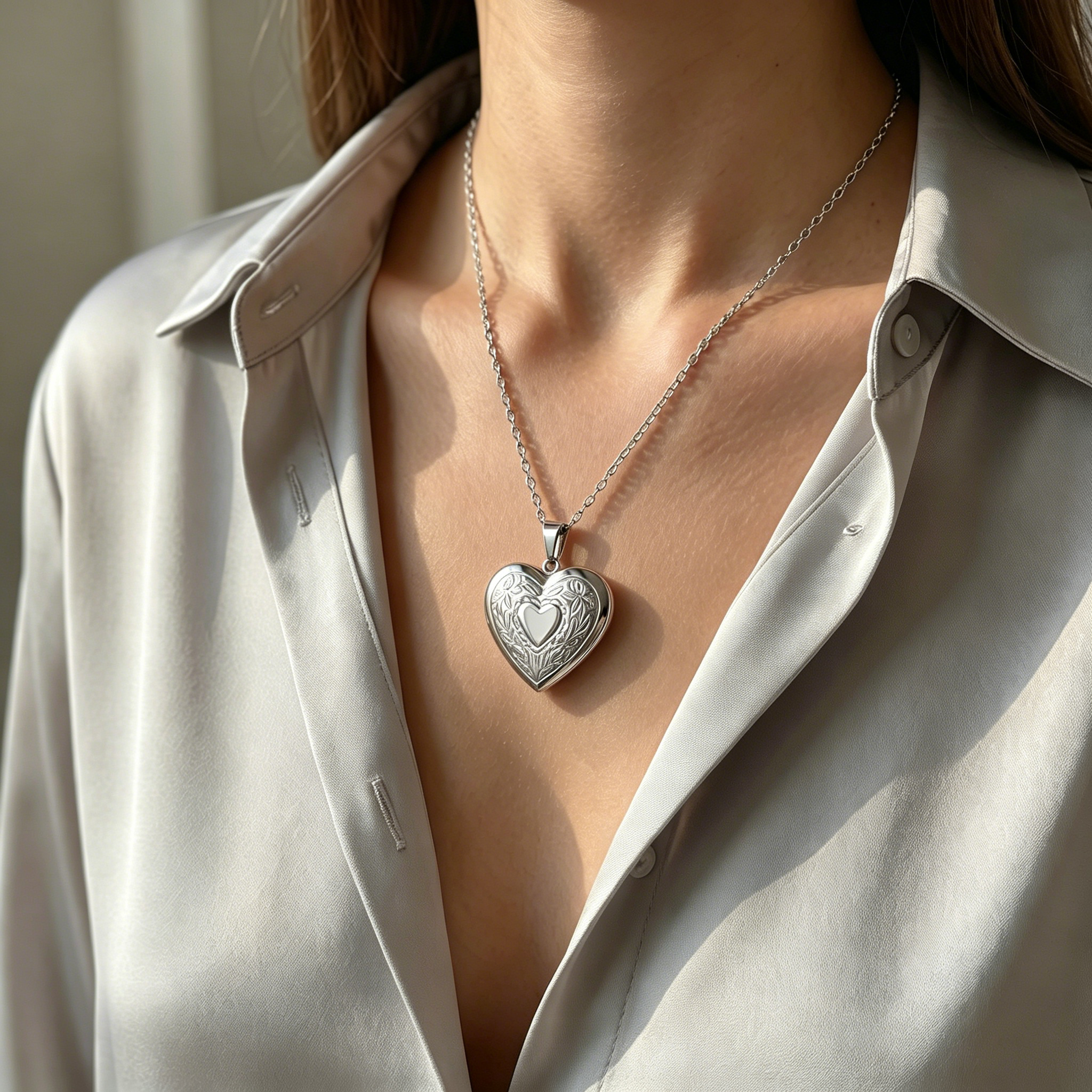 Personalized Heart Locket Necklace NFC Engraved Name