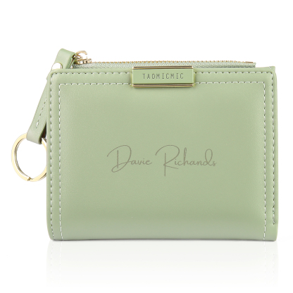 Personalized Photo And Text Pu Leather Zipper Wallet Coin Purse Three Colors Optional Gift For Women