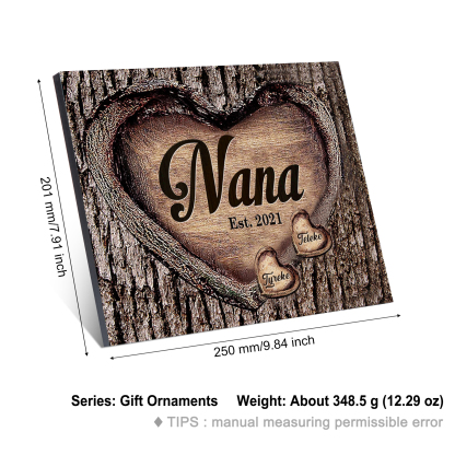 2 Names-Personalized Nana Wooden Ornament Custom Text And Date Home Decoration for Family