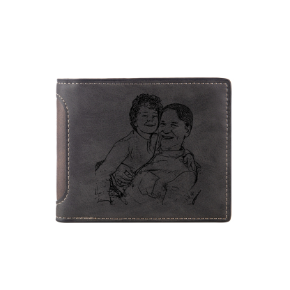 2 Names - Personalized Photo Custom Leather Men's Folding Wallet as a Father's Day Gift for Dad
