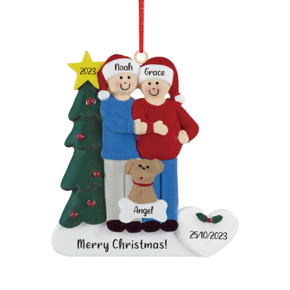 3 Names-Personalized Family Wooden Christmas Xmas Tree Decoration Ornament-Custom 3 Names And Dates Hanging Ornament Gifts For Family