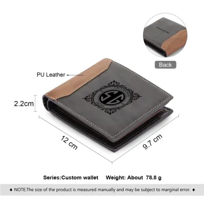 Personalized Leather Wallet Engraved Letter Short Purse Custom Folding Wallet Gifts For Men