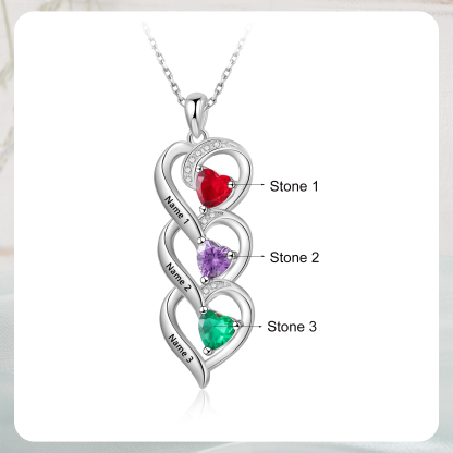 3 Name - Personalized Love Necklace with Customized Name and Birthstone, A Perfect and Exquisite Gift for Her