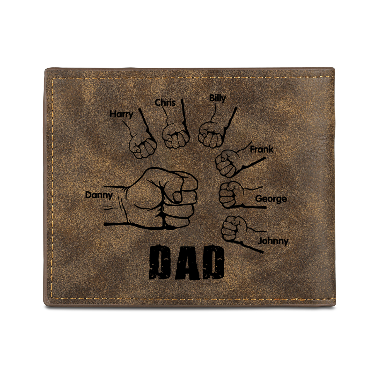 7 Names - Personalized Photo Custom Leather Men's Wallet as a Father's Day Gift for Dad