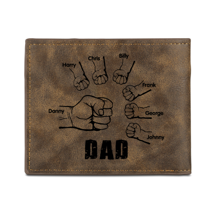 7 Names - Personalized Photo Custom Leather Men's Wallet as a Father's Day Gift for Dad