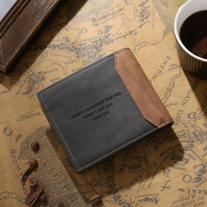 Personalized Leather Wallet Engraved Letter Short Purse Custom Folding Wallet Gifts For Men