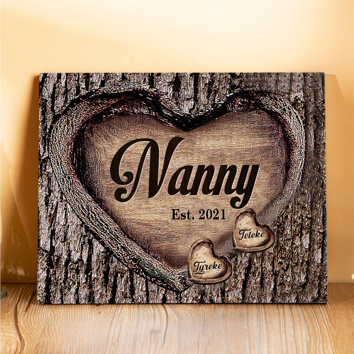 2 Names-Personalized Nana Wooden Ornament Custom Text And Date Home Decoration for Family