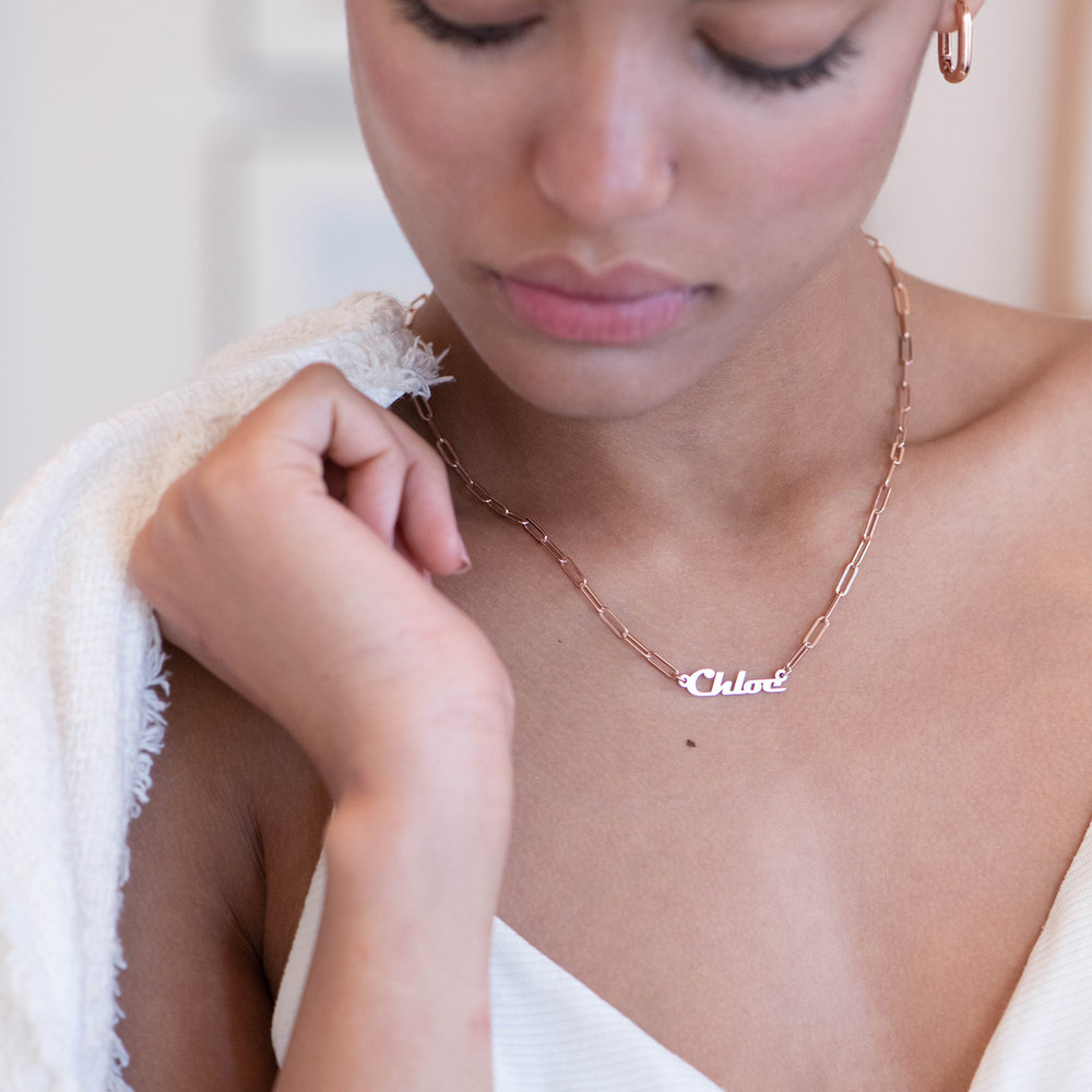 Personalized Chain Link Necklace Custom 1 Name Necklace Gift For Women