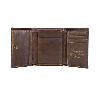 Personalized Genuine Leather Wallet With RFID Protection Trifold Custom With Initials And Name