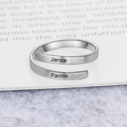 Personalized Name Rings Engraved 2 Names Adjustable Ring Gift for Her