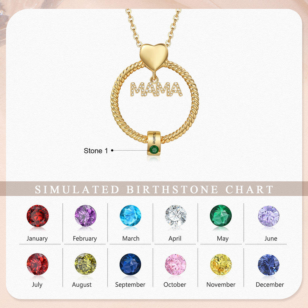 1 Name-Personalized Mom Necklace Set With  Premium Custom Necklace With 1 Birthstones Engraved Names Gift For Mother