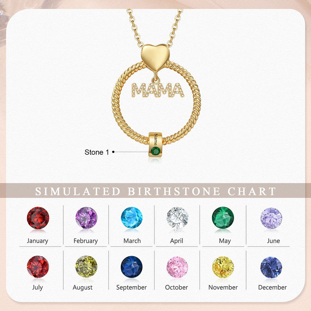 1 Name-Personalized Mom Necklace Set With  Premium Custom Necklace With 1 Birthstones Engraved Names Gift For Mother