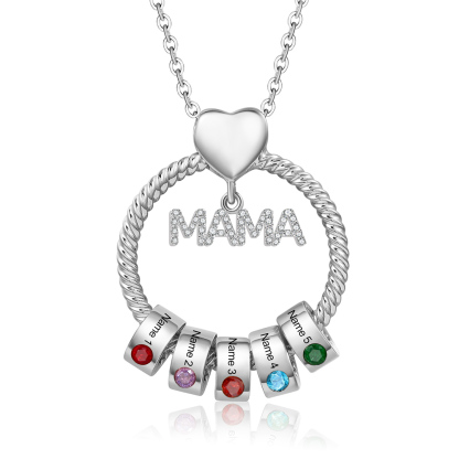 5 Names-Personalized Mom Necklace Set With  Premium Custom Necklace With 5 Birthstones Engraved Names Gift For Mother