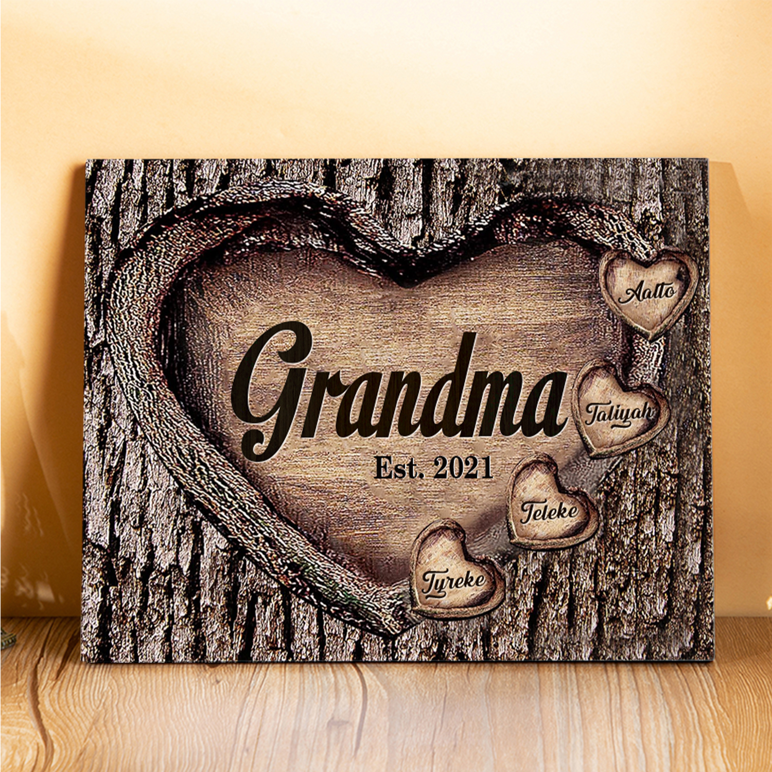 4 Names-Personalized Nana Wooden Ornament Custom Text And Date Home Decoration for Family