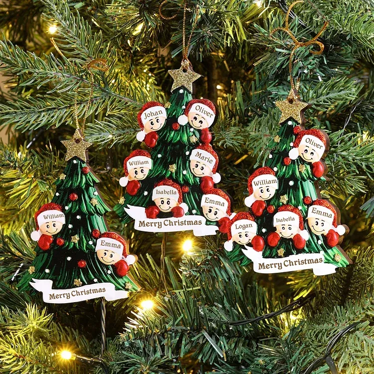 Family Christmas Ornament Custom 5 Names Hanging Ornament Gifts For Family