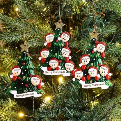 Family Christmas Ornament Custom 5 Names Hanging Ornament Gifts For Family