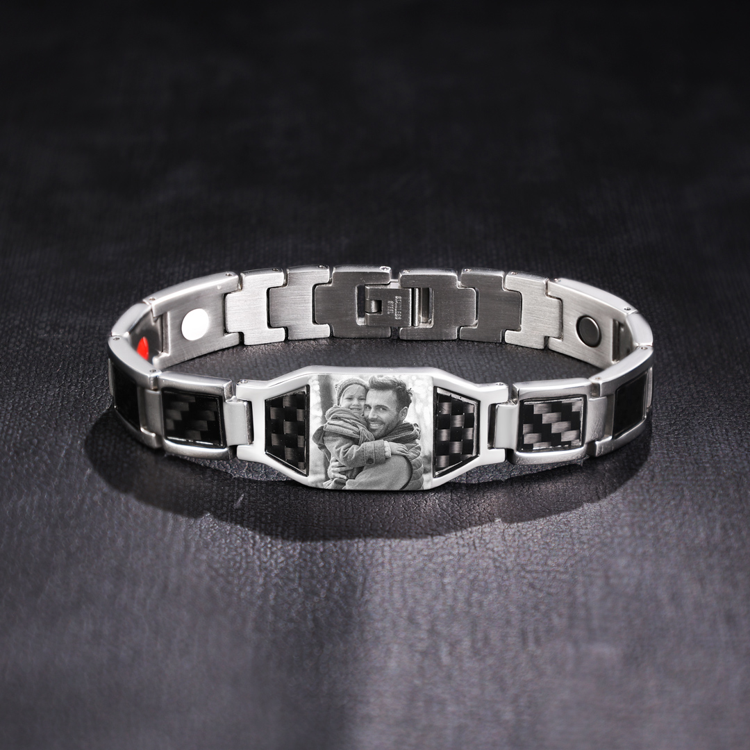 Personalized Bracelet Custom Photo ID Bar Men's Bracelet Bangle Gifts For Him