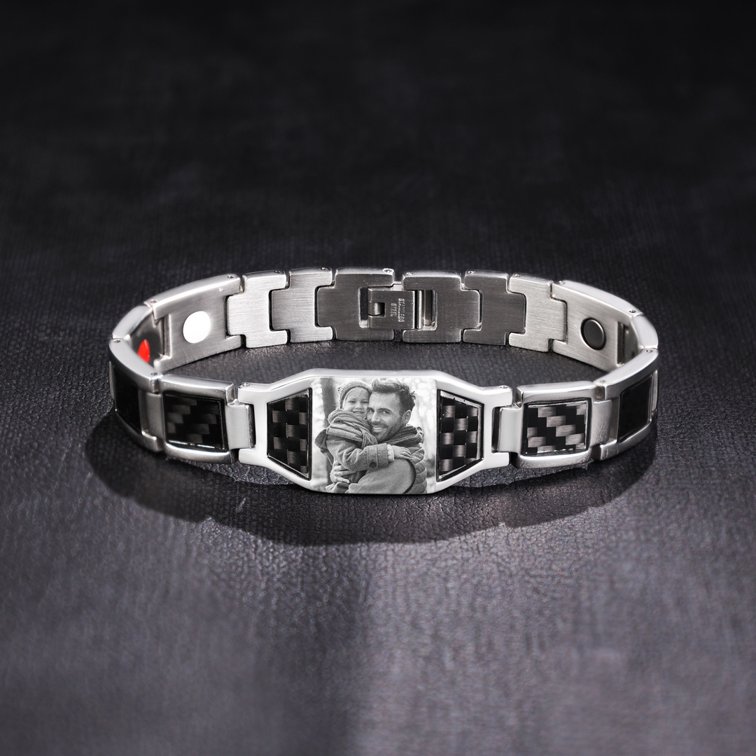 Personalized Wristband Bracelet Custom Photo ID Bar Men's Bracelet Bangle Gifts For Him