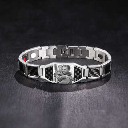 Personalized Wristband Bracelet Custom Photo ID Bar Men's Bracelet Bangle Gifts For Him