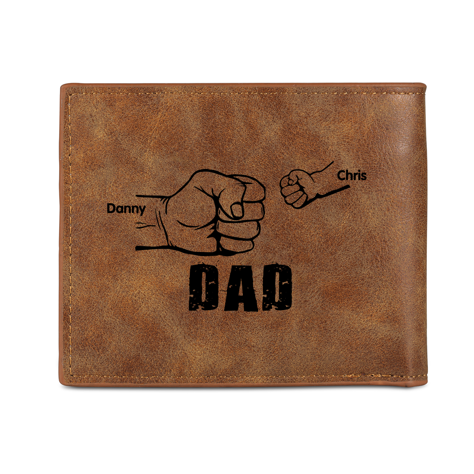 2 Names - Personalized Photo Custom Leather Men's Wallet as a Father's Day Gift for Dad