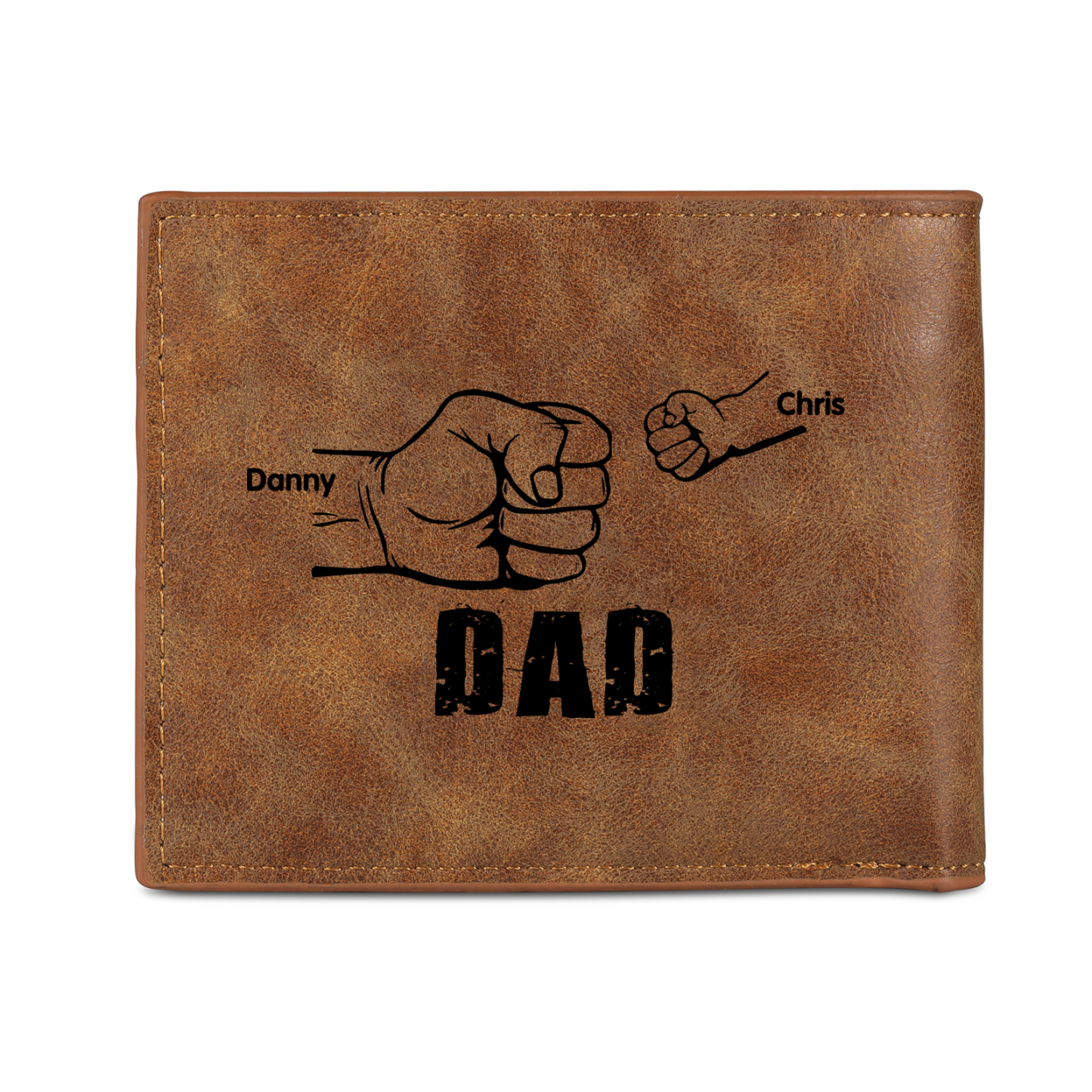 2 Names - Personalized Photo Custom Leather Men's Wallet as a Father's Day Gift for Dad