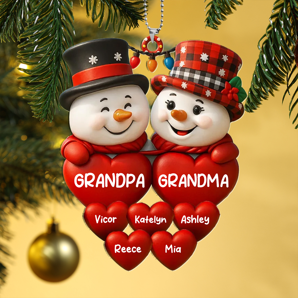 Personalized Snowmen Christmas Tree Ornament with Family Names