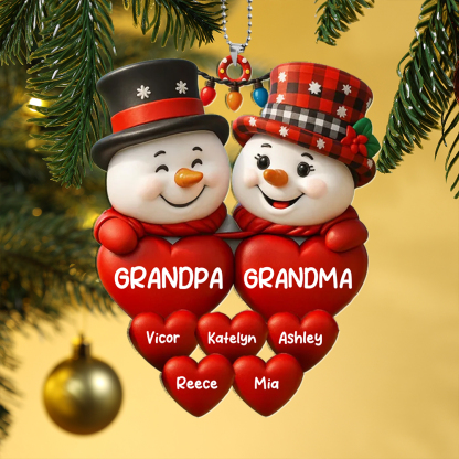 Personalized Snowmen Christmas Tree Ornament with Family Names