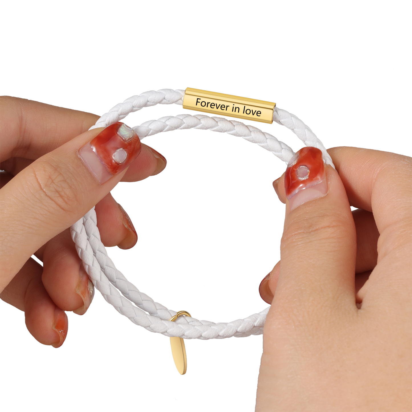 Personalized Text Leather Bracelet Custom Photo EngravedStainless Steel Bracelet Personalized Gift for Him/Her