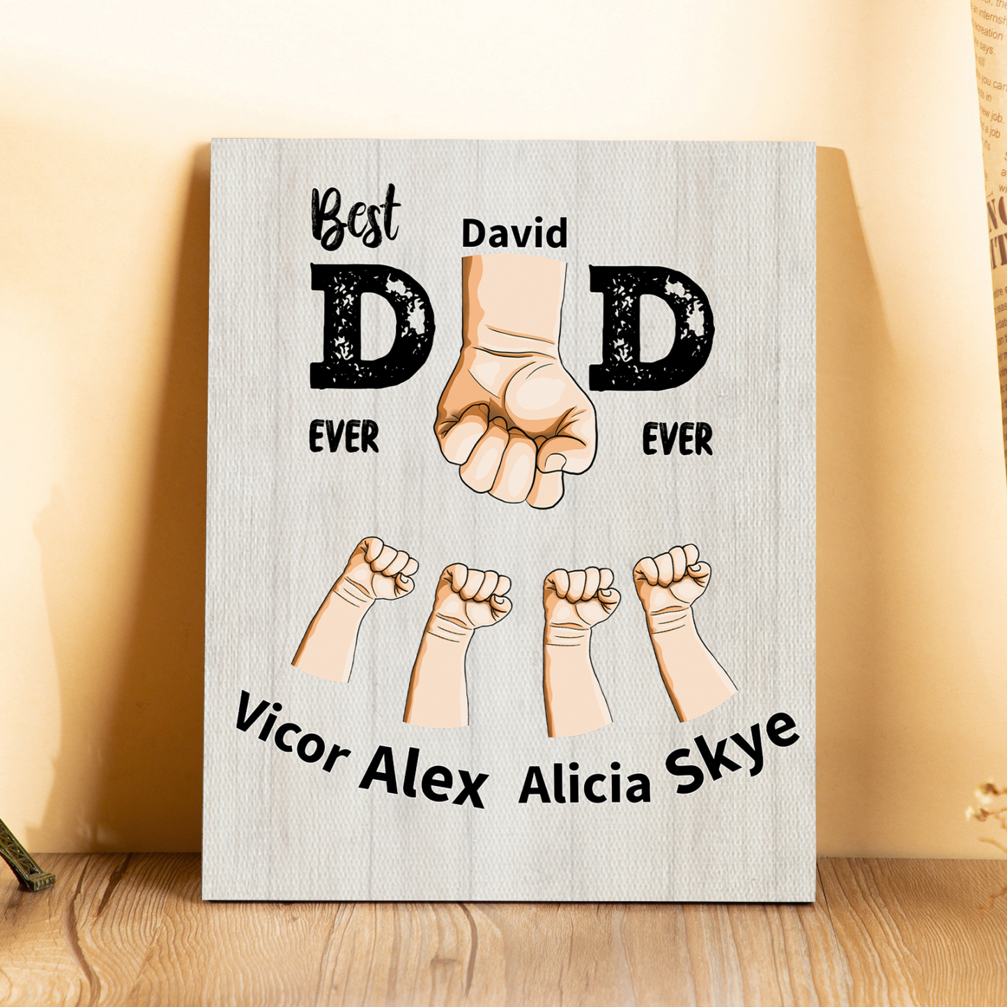 To My Dad - Personalized 2-12 Name Fist Wooden Frame Ornaments