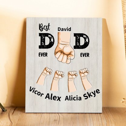 To My Dad - Personalized 2-12 Name Fist Wooden Frame Ornaments