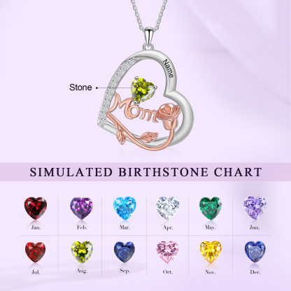 1 Name-Personalized Hearts Necklace Custom Birthstone Necklace Gifts for Mom