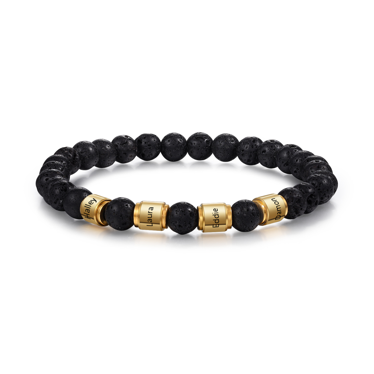 4 Names-Personalized Men's Bracelet Engraved Beads Bracelet Personalized Gift for Him