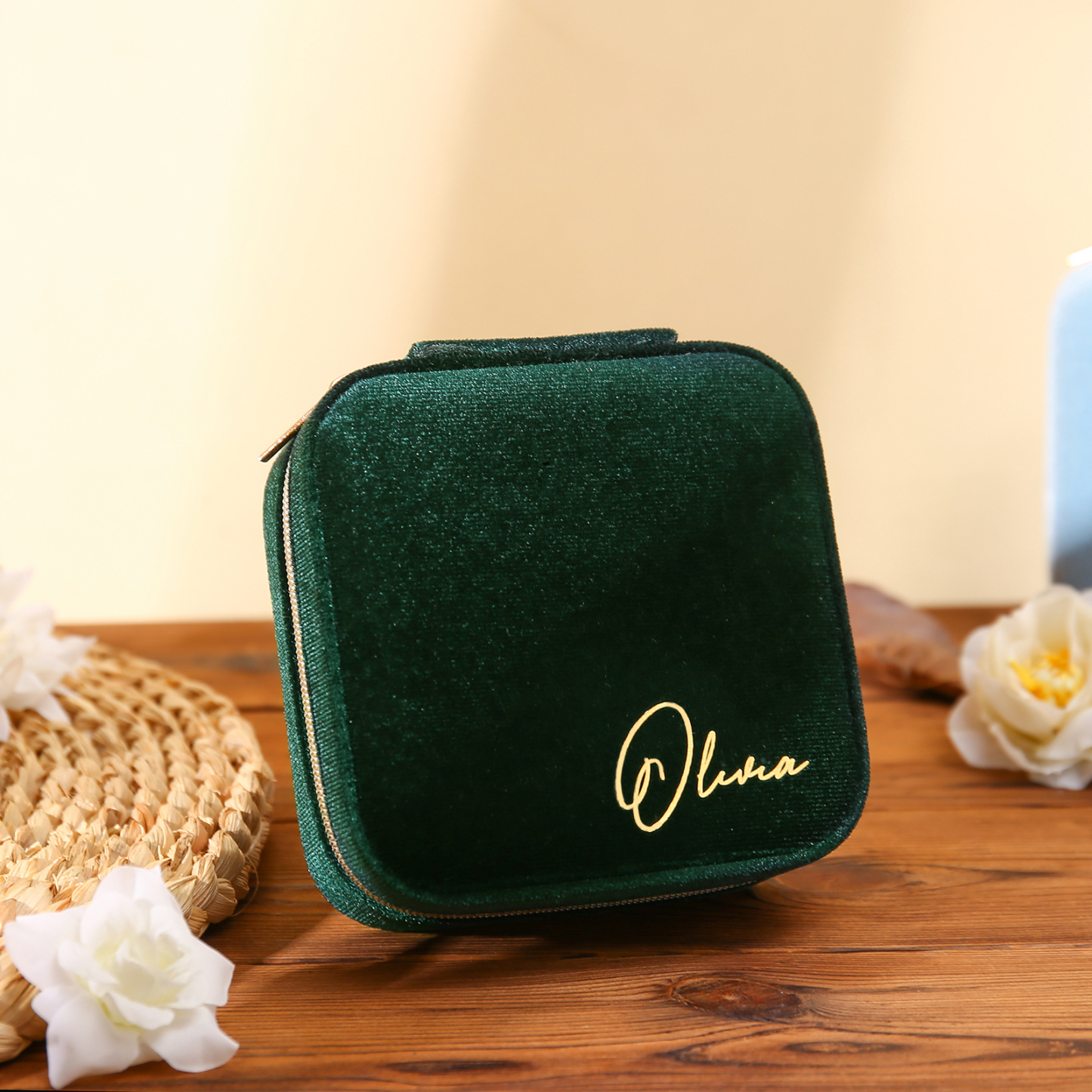 Square Jewelry Storage Box-Personalized 1 Name Customized Storage Box In Various Colors