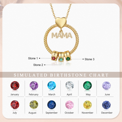 3 Names-Personalized Mom Necklace Set With  Premium Custom Necklace With 3 Birthstones Engraved Names Gift For Mother