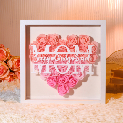 Personalized Name Rose Heart Density Board Frame Custom Text Gift For Mom