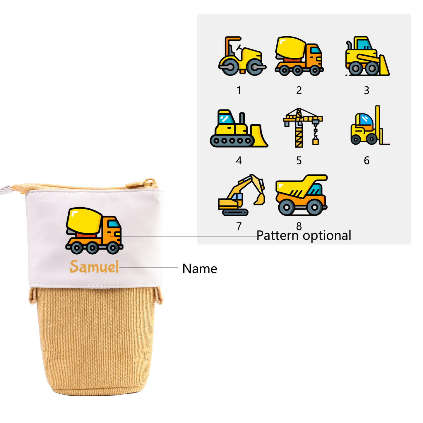 Personalized Name And Truck Pencil Case For Boys And Girls Back To School Gift