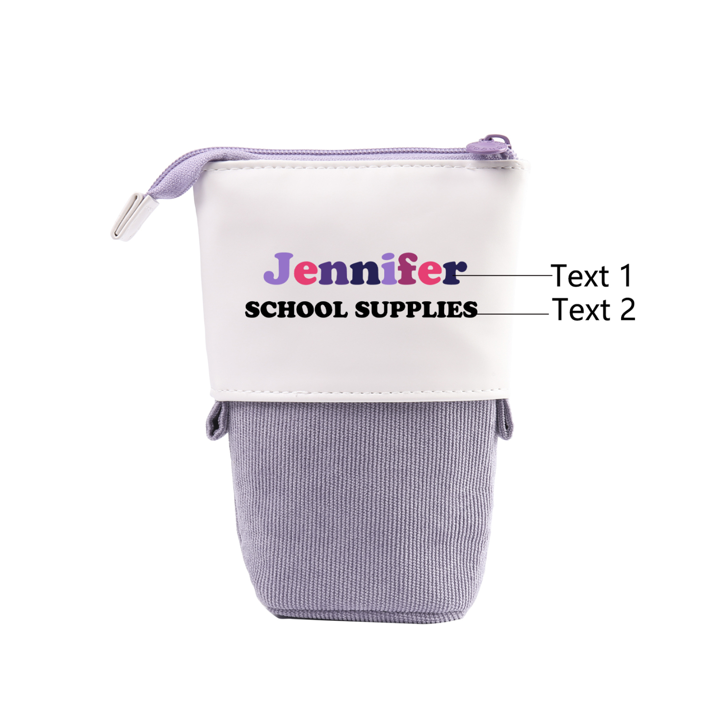Personalized Pencil Case Custom 2 Text Pen Pouch Back To School Gift for Kids