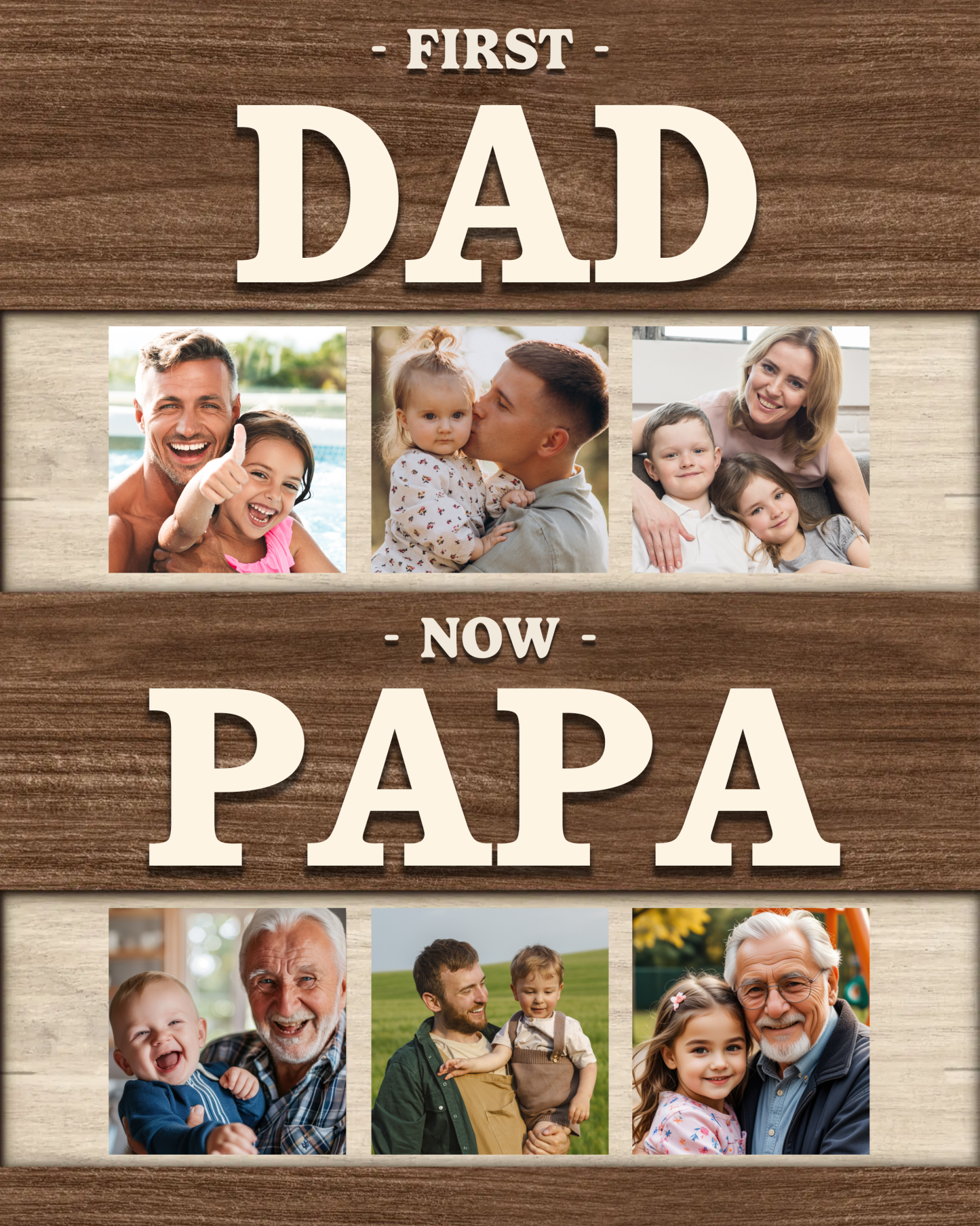 Custom Wooden Plaque for Dad or Papa, Family Photo Gift Ornaments - Wood Frame For Father's Day