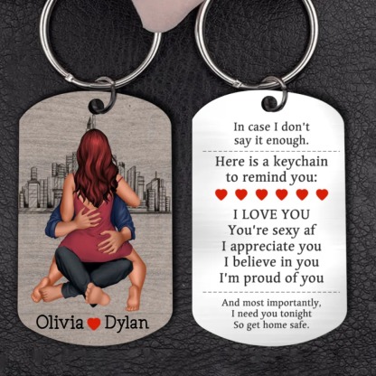 Personalized Couple Keychain Custom 2 Names Keyring "Get Home Safe" Stainless Steel Keychain